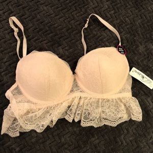 🆕 Pale Pink Lace Ruffle Bra Top / Bralette - 34B